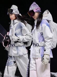 VECTOR MOTION Chinesischer Stil Fleece Skijacke, Unisex Halb-Reißverschluss Sport Kapuzenpullover, wind- und wasserbeständig, leicht, warm, atmungsaktiv, langanhaltend