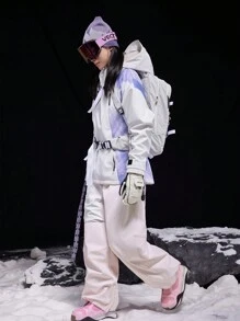 VECTOR MOTION Chinesischer Stil Fleece Skijacke, Unisex Halb-Reißverschluss Sport Kapuzenpullover, wind- und wasserbeständig, leicht, warm, atmungsaktiv, langanhaltend