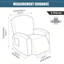 4pcs/Set Thick Milk Silk High Elastic Single Recliner Sofa Cover With Pocket, Removable And Washable Recliner Chair Protector, Pet-Friendly For Home And Hotel