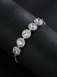 1 Piece Fashion Round Cubic Zirconia Adjustable Bracelet For Women Bangles Jewelry Gift