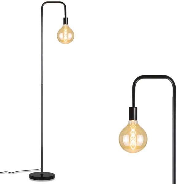 ZMH Lampadaire salon lampadaire vintage noir avec interrupteur au pied métal industriel E27 lampadaire design lampe de salon pour chambre bureau