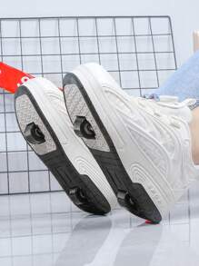 Zapatos con ruedas Heelys transformables y ajustables para patines de ruedas para niños/adultos unisex, zapatillas con ruedas de patinaje en línea retráctiles - Blanco - Ver 3