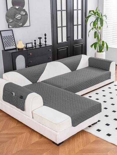 1pc Pet Combination Sofa Protector Pad, Durable Pet Sofa Cover, L-Shaped Chaise Sofa Slipcover For Home, Machine Washable, All Season