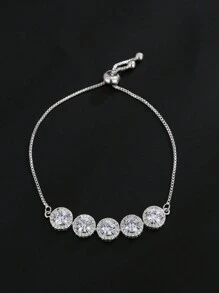 1 Piece Fashion Round Cubic Zirconia Adjustable Bracelet For Women Bangles Jewelry Gift