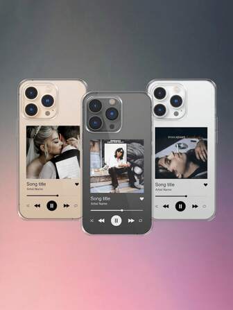 1pc Customized Music Player Pattern Full Coverage Transparent Lens Protective Phone Case, Compatible With IPhone 17 Air 16 15 14 13 12 11 Pro Max, Galaxy S25 24 23 Ultra FE A55 54 35,Season Picks,2025phonecase