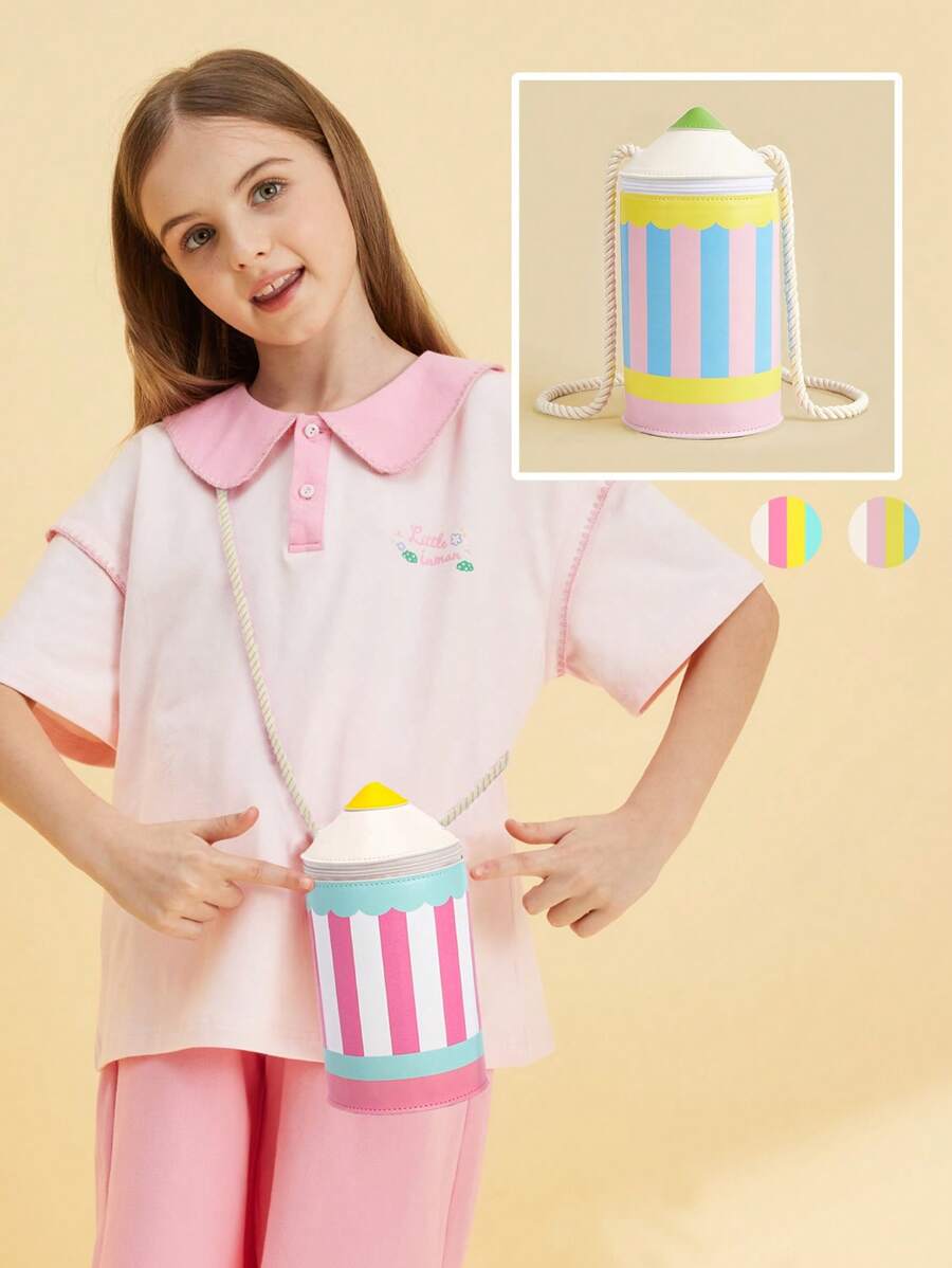 1 chiếc túi đeo chéo hình bút chì hoạt hình sáng tạo cho bé gái - Túi có hình dáng đặc biệt sáng tạo - Xem 1