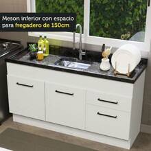 Gabinete Bajo Cocina Madesa Agata 150cm Sin Encimera Blanco 01 - Blanco - Ver 6
