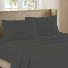 Juego de sábanas de bambú de 4 piezas en tamaño cama doble, de lujo y extra suaves - Gris oscuro - Ver 1