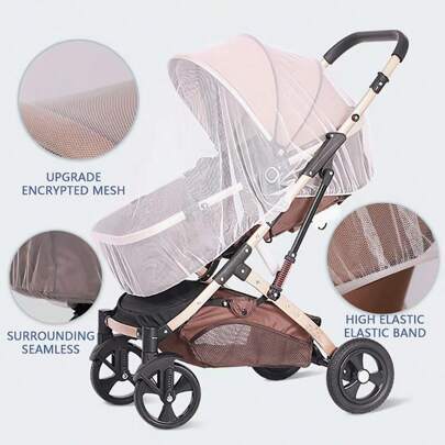 360° Full-Coverage Mosquito Net For Baby Stroller; Universal Thick Insect-Proof Sunshade Stroller Mosquito Net; Portable Anti-Bug Shade Large Mosquito Protection Net Cover