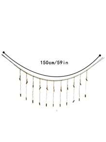 1 Piece Of Bohemian Style Wooden Bead String Hanging Photo Display, Natural Wood Color Wooden Bead Rope Flow Su Wood Clip Photo Storage Decoration Suitable For Classrooms, Dormitories, Bedrooms, Etc