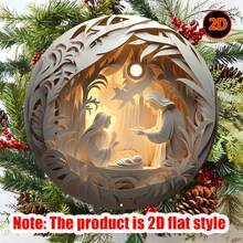 20x20cm runde Metallwandkunst mit lebendiger Darstellung der Weihnachtsgeschichte, vorgebohrte Löcher für einfaches Aufhängen, Hochauflösender Druck, geeignet für Wohnzimmer, Schlafzimmer und mehr