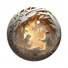 20x20cm runde Metallwandkunst mit lebendiger Darstellung der Weihnachtsgeschichte, vorgebohrte Löcher für einfaches Aufhängen, Hochauflösender Druck, geeignet für Wohnzimmer, Schlafzimmer und mehr