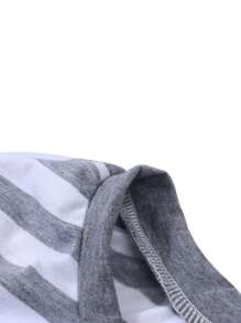 Women's Christmas Long Sleeve Stripe Snowman Print One Piece Pajamas Bodycon Jumpsuit Button Neck Sleepwear Romper Valentine's Day Nightwear Spring Fall New Years Clothes Party Holiday Outfits - 灰色 - 查看 2
