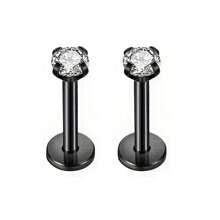 1 Pair Of 16G Stainless Steel Round Heart Five-Pointed Star Zirconia Lip Stud Nose Stud Lip Stud Monroe Lip Ring Spiral Earrings