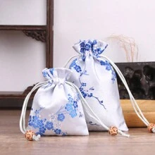 6pcs/Pack 8*10cm/10*14cm, Chinese Style Banquet Gift Pouches, Plum Blossom Pattern Pouches, Interwoven Drawstring Bags, Jewelry Pouches, Gift Packaging Bags, Bracelet Pouches, New Year & Valentine's Day Gift Bags Valentine's Day - 6pcs - View 8