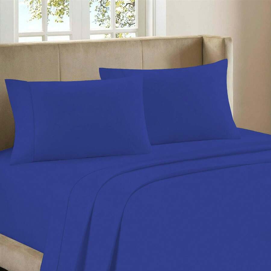 Luxurious Ultra Soft 4-Piece Bamboo Fiber Bed Sheet Set With Deep Pockets - Full Size - Indigo Blue - View 1