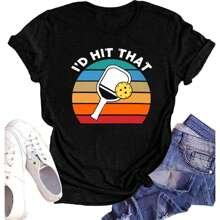 Pickleball Shirt Women Pickleball Player T-Shirts I'd Hit That Racquetball Tees Pickle Ball Lovers Gift Blouse Tops - Black - View 1