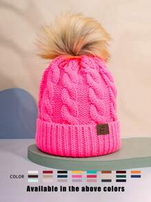 1pc Knitted Hat With Embroidery Graphic And Pom Pom, Unisex Y2K Style, Outdoor Warm Casual Beanie Hat For Commuting In Winter - Knitted Hat - View 22