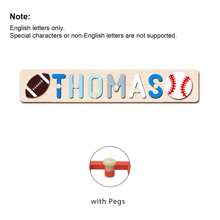 1 PC Customized Name Puzzle, Customize Your Name, Multiple Colors, Can Be Matched With Cute Elements, Wooden Educational Early Learning Toys, Baby Christening Anniversary Gift