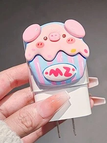 5pcs/Set Strawberry, Ice Cream Pig Charging Protector Covers, Anti-Breakage Design & Silicone Charger Head Protective Case With Storage Cord, Compatible With IPhone 18W/20W Fast Charger, Compatible With IPhone 16/15/14 Etc. Cable Protector, Charger Protector