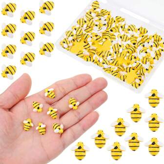 1set(45pcs) Bumble Bee Decor, Resin Honey Bees For Crafts, Small Plastic Bees Ornaments For Decorations
