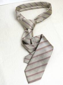 1件休闲条纹轻质商务涤纶（涤纶）斜条纹四季衬衫男士领带 - 彩色 - 查看 2