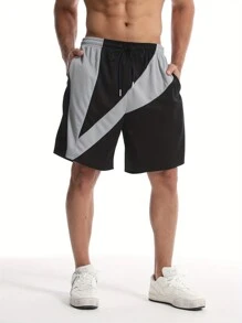 Pantalones cortos de malla para hombre con parches, shorts deportivos ligeros para gimnasio, correr, baloncesto, entrenamiento al aire libre