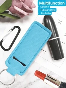 Lipstick Keychain Holder With Clip, Suitable For Women Winter Gift, Lipstick Case, Lipstick Bag, Portable Pocket Lip Gloss Tube Storage Bag, Travel Accessory, Lipstick Keychain Holder, Multi-Functional Accessory - Multicolor - View 3