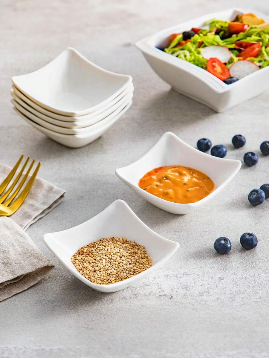 圣诞节6件套/12件套陶瓷酱料碟、盘子、餐具碗，厨房装饰，家居装饰，餐厅调味碟，可盛放盐、糖、香料、辣椒粉等，适合户外、婚礼、派对、送礼、生日、周年纪念、午餐盒、便当盒、返校季家居装饰、新年礼物