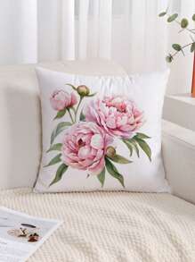 1 pieza Funda de cojín estampada con planta floral, funda de almohada decorativa de tela y peluche de estilo moderno para sofá, decoración de sala de estar, sin relleno, decoración para festivales, regalos de cumpleaños y graduación