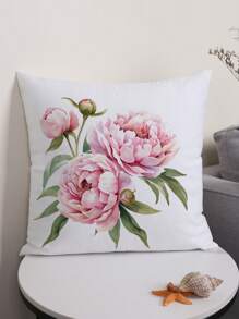 1 pieza Funda de cojín estampada con planta floral, funda de almohada decorativa de tela y peluche de estilo moderno para sofá, decoración de sala de estar, sin relleno, decoración para festivales, regalos de cumpleaños y graduación