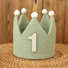 Handmade 1st Birthday Party Decorative Hats, Cute Birthday Crown Party Pom Pom Hats In Pink, Blue, White, Green, Macaron, Orange, Handmade