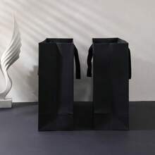 1个装黑色高级牛皮纸袋婚礼圣诞派对糖果食品饼干包装纸袋时尚服装礼品包装袋 - 黑色 - 查看 4