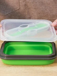 SPROUTS TREES 1 件装多色单格可解扣硅胶折叠便当盒，微波炉适用午餐盒，密封食品储存容器