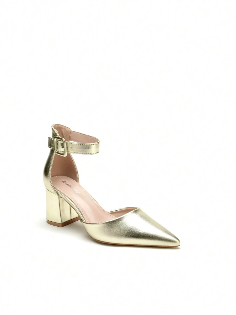 时尚尖头金色高跟鞋时尚高跟鞋 - 金色 - 查看 1