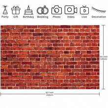 1 pezzo Sfondo fotografico in tessuto con muro di mattoni rossi per feste, decorazioni per doccia, compleanni, matrimoni, lauree, torte di compleanno, accessori per studio, dimensioni 82,7*59,1/59,1*39,4/39,4*29,5 pollici