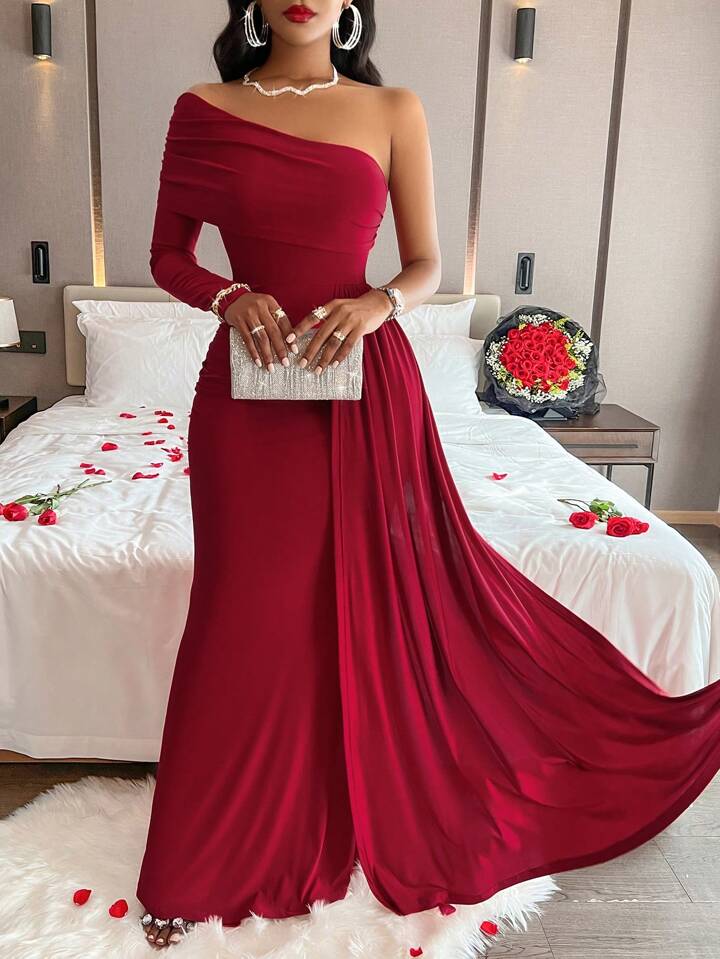 Red maxi dress shein sales