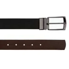 Cinto Dupla Face Masculino em Material Sintético - Preto e Marrom, Elegante e Versátil - 35204