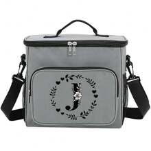 1pc Lunch Bag Multi-Pocket Insulated Lunch Box School Lunch Box With Adjustable Shoulder Strap Waterproof Thermal Boxes 26 Letter A To Z Pattern Container Insulated Lunch Bags For Office, Work, School - Grey - View 21