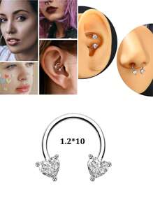 1 pieza Piercing de septum de acero inoxidable de 16G con diseño de estrella, corazón y mariposa, anillo de septum de 10mm como regalo de San Valentín o cumpleaños para mujeres y hombres
