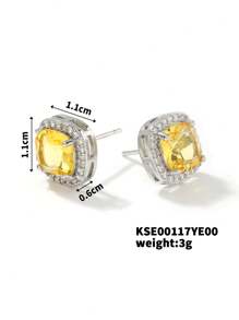 2 件/套时尚彩色锆石耳钉，适合日常、度假和工作佩戴 - 綠色 - 查看 19