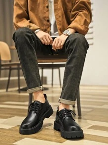 2024 New Thick Sole Comfortable Men Formal Leather Shoes, Suitable For Formal Occasions, Hotels, High-End Clubs, And Business Office Environments - Black - View 2