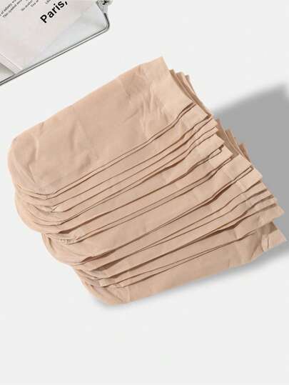 10 pares de calcetines de seda de color piel liso hasta la pantorrilla, uso casual diario, otoño