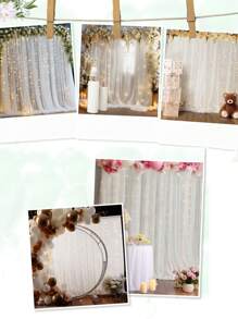 1 pieza Cortina de gasa blanca y rosa de 3 m de largo / 1,5 m de ancho con fondo de tul, cortina de gasa transparente, utilizada para fondo de escenario, fotografía al aire libre, fiesta festiva, fiesta de boda, decoración del hogar (múltiples opciones de color)