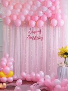 1 pieza Cortina de gasa blanca y rosa de 3 m de largo / 1,5 m de ancho con fondo de tul, cortina de gasa transparente, utilizada para fondo de escenario, fotografía al aire libre, fiesta festiva, fiesta de boda, decoración del hogar (múltiples opciones de color)
