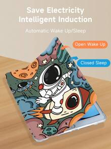 宇航员图案平板电脑保护壳，兼容 iPad 9.7/10.2/10.5/10.9/12.9/Pro 11、第 10 代，兼容三星 Galaxy Tab S6 Lite 10.4 英寸，兼容 Tab，柔软防摔保护，智能支架/自动唤醒/睡眠 - 彩色 - 查看 4