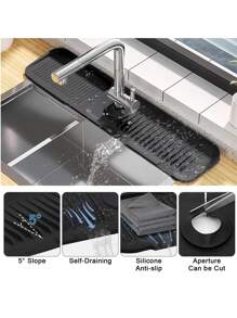 1 pieza Felpudo de silicona para grifo, protector contra salpicaduras del fregadero de cocina, almohadilla de secado de encimera, tapete de protección de encimera de baño, bandeja recogedora de goteos del mango del grifo, felpudo de drenaje de esponja y jabón para uso en el hogar, cocina y baño - Multicolor - Ver 6