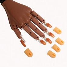 Practice Hand For Acrylic Nails-Fake Flexible Movable Practice Nail Hand Practice For Acrylic Nail Kit, Maniquin Hand For Nail Practice With 100 Pcs Refill Nail Tips