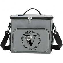 1pc Lunch Bag Multi-Pocket Insulated Lunch Box School Lunch Box With Adjustable Shoulder Strap Waterproof Thermal Boxes 26 Letter A To Z Pattern Container Insulated Lunch Bags For Office, Work, School - Grey - View 15