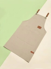 1 件围裙，带口袋的防水防油围裙，男女通用围裙，适用于咖啡吧、餐厅、多用途围裙 - 卡其色 - 查看 5